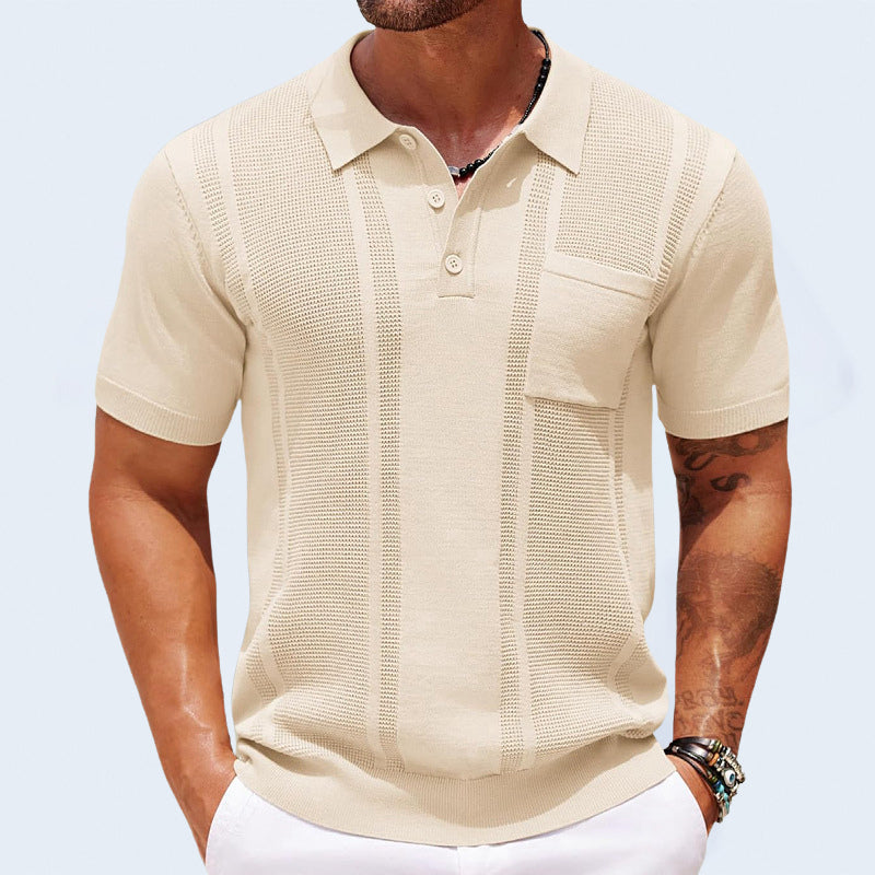 Herenpolo Met Borstzak – Ademend, Textuur & Stretchcomfort Voor Voorjaar & Zomer