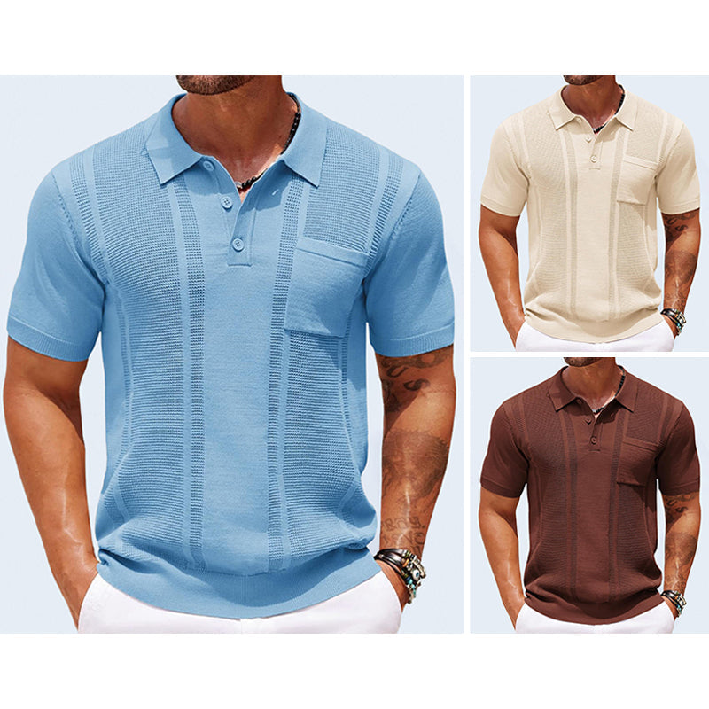 Herenpolo Met Borstzak – Ademend, Textuur & Stretchcomfort Voor Voorjaar & Zomer