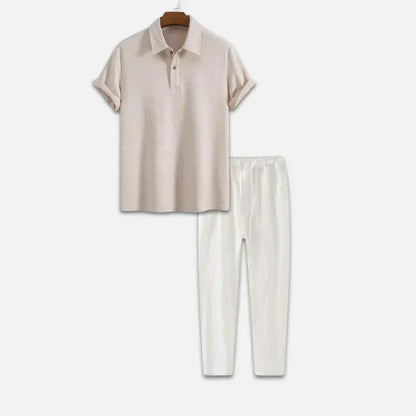 Herenset Met Polo En Elastische Broek – Ademend, Stretch & Zomerproof