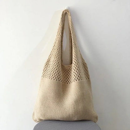 Tote Bag Voor Dames – Gehaakte Tas Met Schouderhengsels & Ruim Formaat Voor Dagelijks Gebruik, Citytrips & Strand (Zomer, Voorjaar)