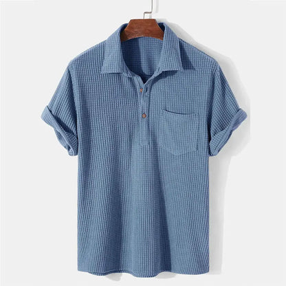 Geribbelde Herenpolo Met Korte Mouwen – Textuur, Stretch & Ademend Voor Voorjaar & Zomer