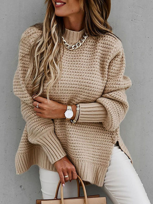 Gebreide oversized trui voor dames – grove structuur, ribboorden & ideaal voor laagjes (herfst, winter, lente)