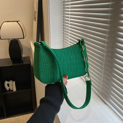 Mini schoudertas voor dames – croco structuur, goudaccenten & compact design (voorjaar, zomer, herfst)