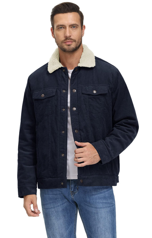 Weerbestendige Heren Jas Met Corduroy Look En Warme Teddy Voering
