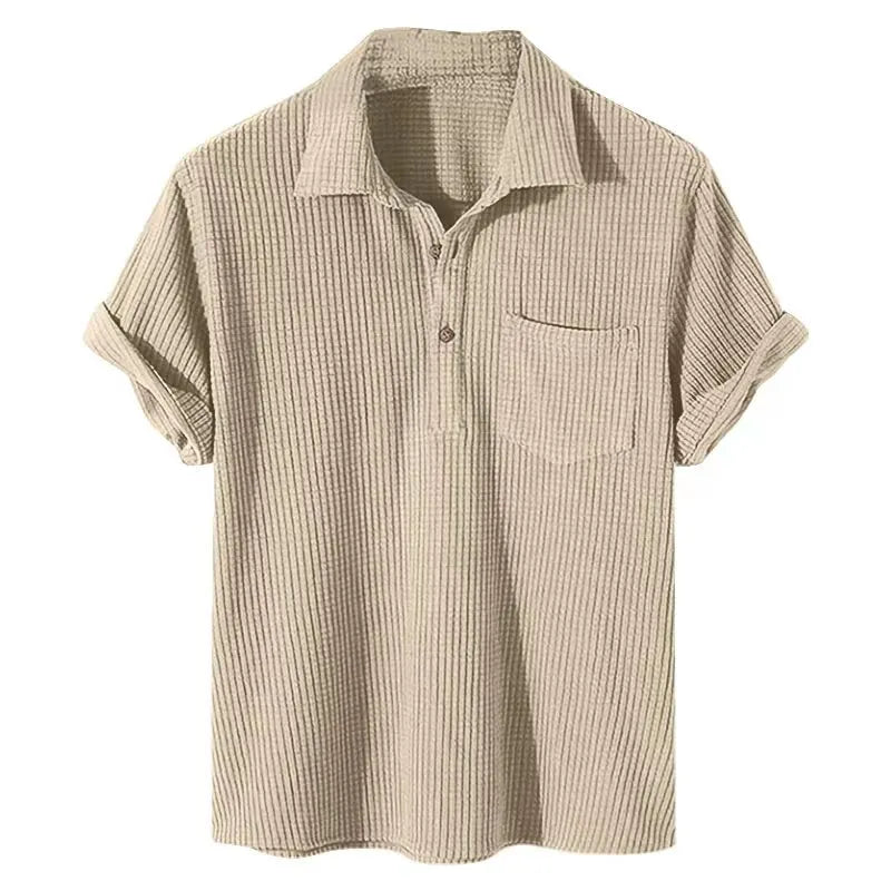 Geribbelde Herenpolo Met Korte Mouwen – Textuur, Stretch & Ademend Voor Voorjaar & Zomer