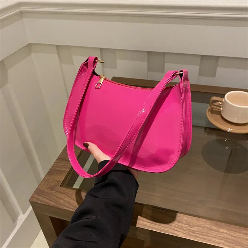 Schoudertas Voor Dames – Glanzende Afwerking, Minimalistisch Design & Perfect Voor Dagelijks Gebruik (Voorjaar, Zomer, Herfst)