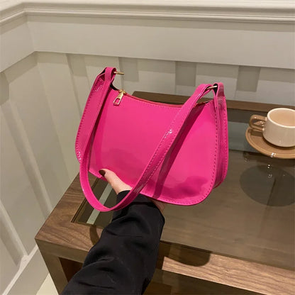 Schoudertas Voor Dames – Glanzende Afwerking, Minimalistisch Design & Perfect Voor Dagelijks Gebruik (Voorjaar, Zomer, Herfst)