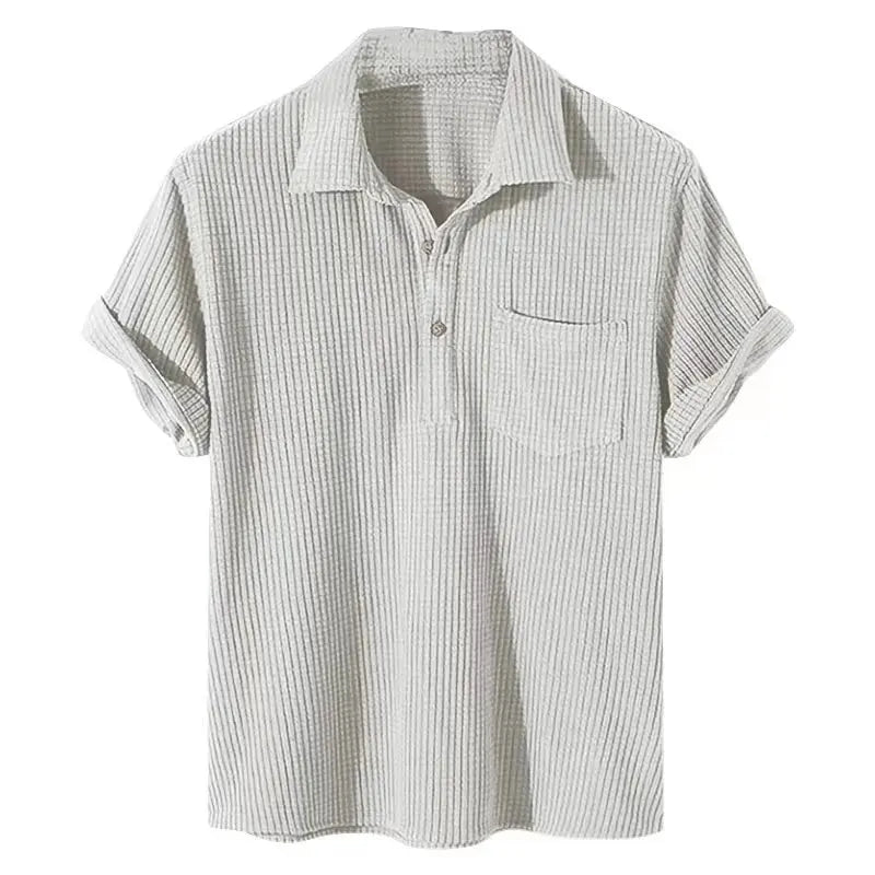 Geribbelde Herenpolo Met Korte Mouwen – Textuur, Stretch & Ademend Voor Voorjaar & Zomer