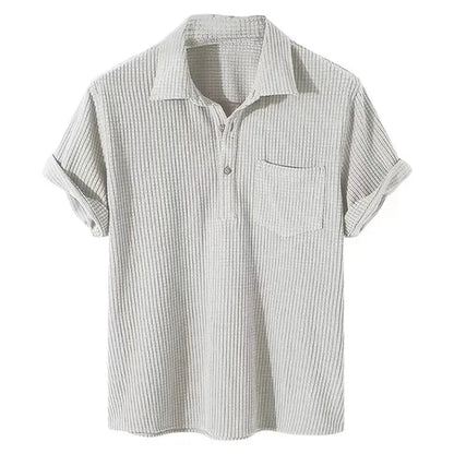Geribbelde Herenpolo Met Korte Mouwen – Textuur, Stretch & Ademend Voor Voorjaar & Zomer