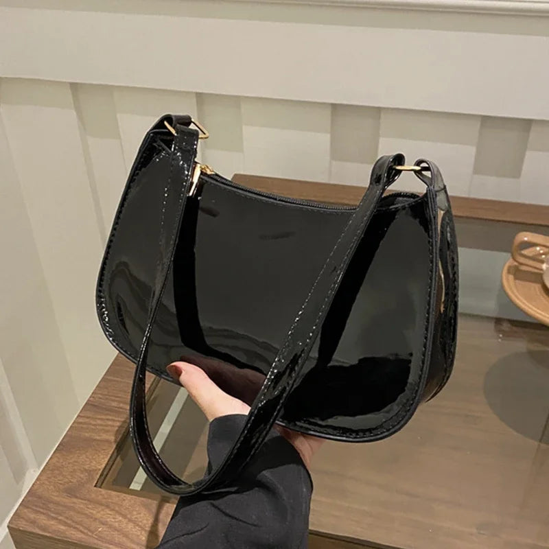 Schoudertas Voor Dames – Glanzende Afwerking, Minimalistisch Design & Perfect Voor Dagelijks Gebruik (Voorjaar, Zomer, Herfst)
