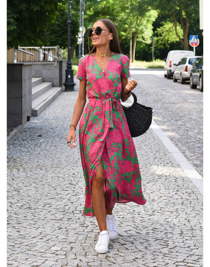 Dames Wikkeljurk Met Bloemenprint En Ceintuur – Lente, Zomer En Citywear