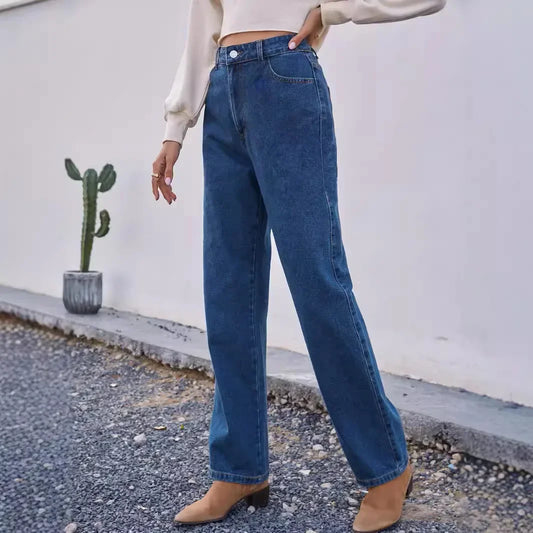 Straight Fit Jeans Blauw