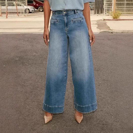 Blauwe Wide Leg Jeans Dames