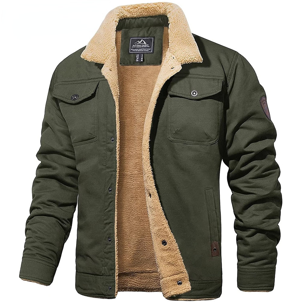 Heren Gevoerde Winterjas Met Sherpa Voering – Warme Outdoor Tussenjas Voor Herfst En Winter