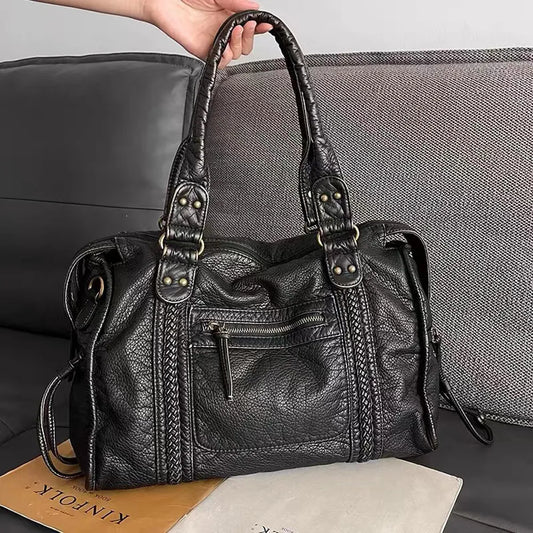 Grote Zwarte Vintage Handtas