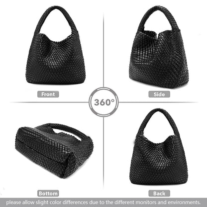 Luxe Gevlochten Schoudertas Met Bijpassende Pouch / 2-in-1 Set Voor Werk, Stad & Dagelijks Gebruik (Vier Seizoenen)