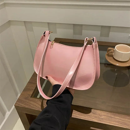 Schoudertas Voor Dames – Glanzende Afwerking, Minimalistisch Design & Perfect Voor Dagelijks Gebruik (Voorjaar, Zomer, Herfst)