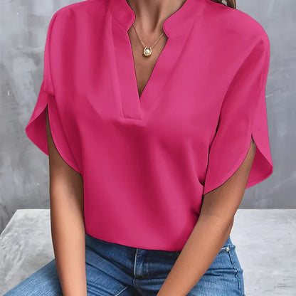 V-Hals Blouse Met Splitmouwen – Luchtige En Elegante Basic