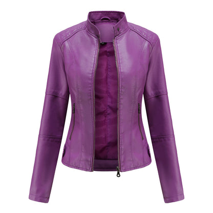 Fitted Leren Jas Met Bikerstijl