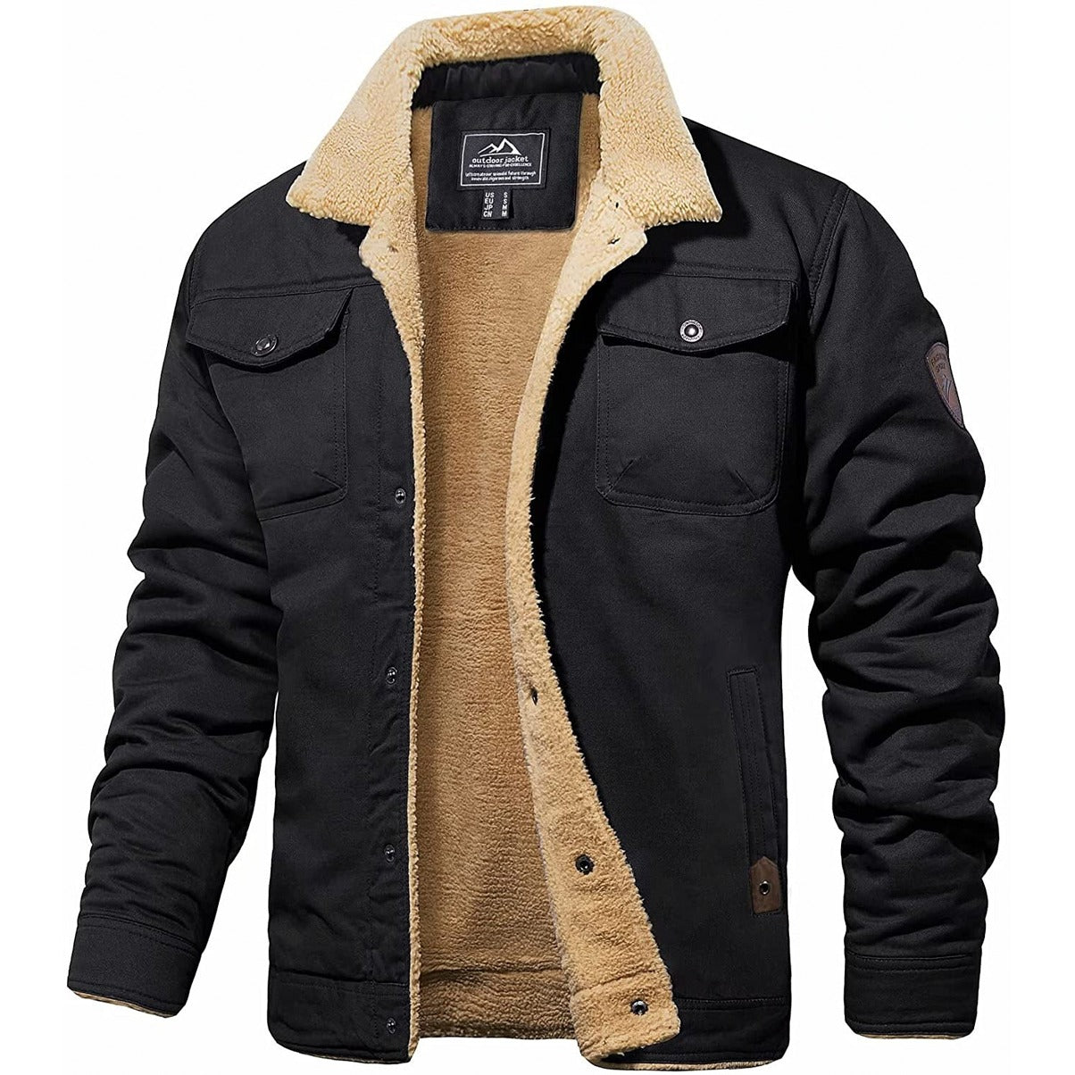 Heren Gevoerde Winterjas Met Sherpa Voering – Warme Outdoor Tussenjas Voor Herfst En Winter