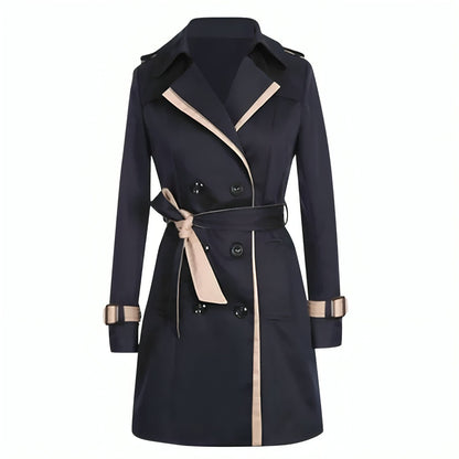Elegante Lange Trenchcoat Met Strikdetail – Stijlvolle Damesjas Voor Lente En Herfst