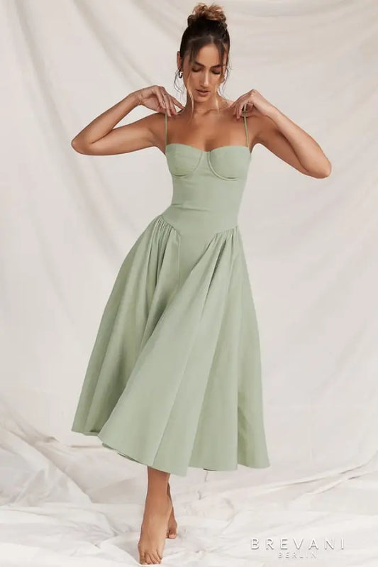 Bustierjurk Met Zandkleurige Flair – Flatterende Zomerjurk Met Elegante Pasvorm