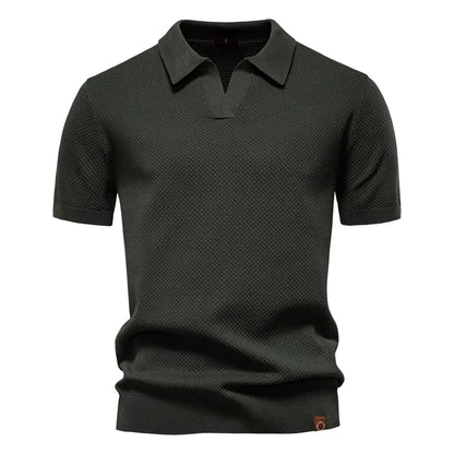 Herenpolo Met Open Kraag – Textuur, Ademend & Stretch Voor Voorjaar & Zomer