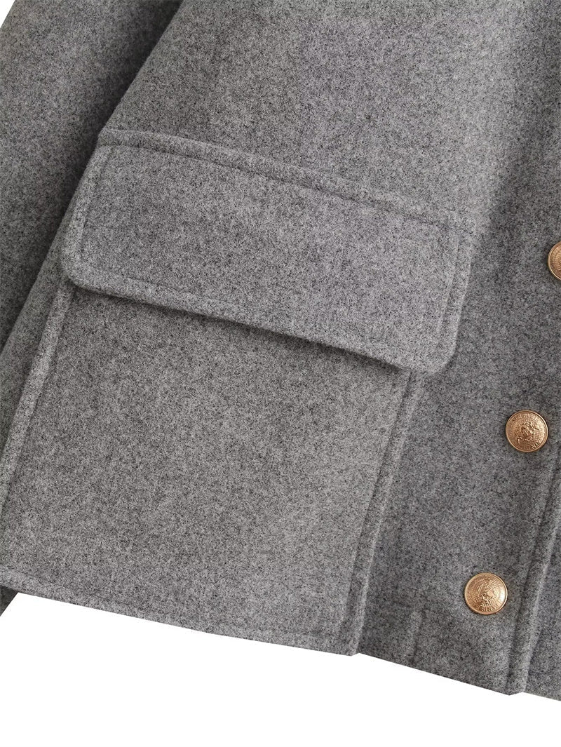 Cropped Jas Met Knoopsluiting – Stijlvolle Korte Damesjas Voor Herfst & Lente Met Utility-Zakken