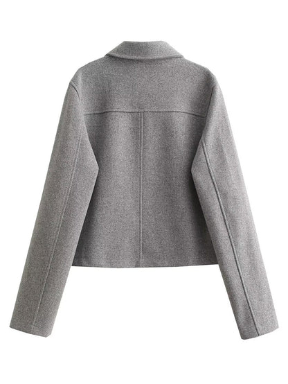 Cropped Jas Met Knoopsluiting – Stijlvolle Korte Damesjas Voor Herfst & Lente Met Utility-Zakken