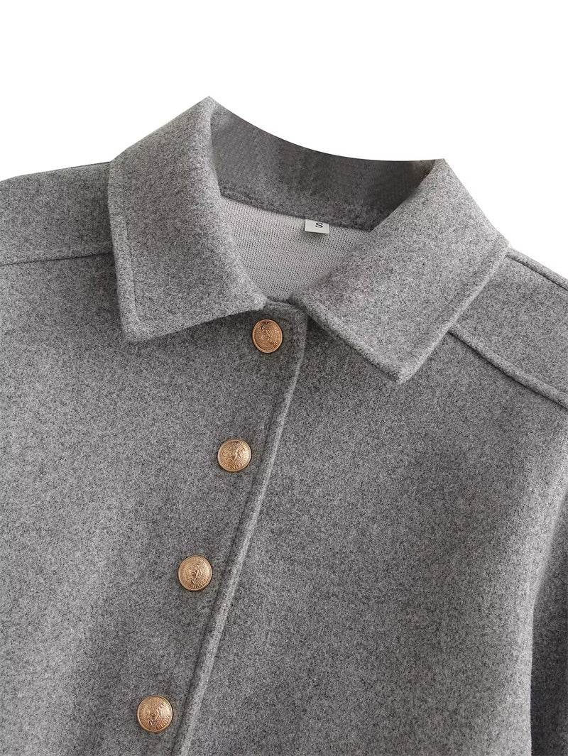 Cropped Jas Met Knoopsluiting – Stijlvolle Korte Damesjas Voor Herfst & Lente Met Utility-Zakken