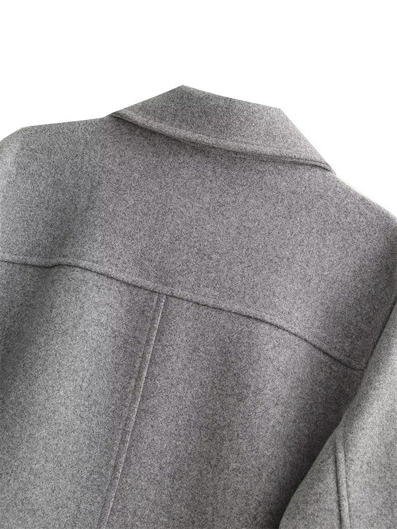 Cropped Jas Met Knoopsluiting – Stijlvolle Korte Damesjas Voor Herfst & Lente Met Utility-Zakken