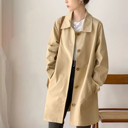 Lange Damesjas Met Knoopsluiting – Stijlvolle Lichtgewicht Trenchcoat Voor Lente & Herfst In Meerdere Kleuren