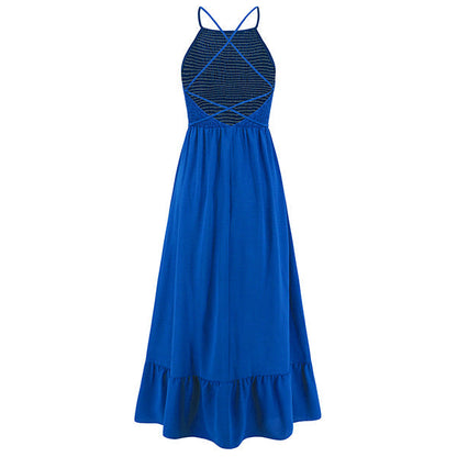 Maxi Zomerjurk Met Gesmokte Top En Halternek – Elegantie Met Een Casual Twist