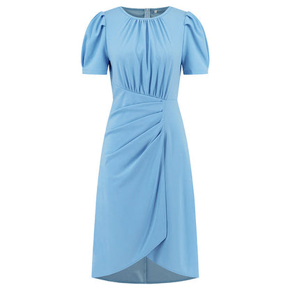 Elegante Midi-Jurk Met Pofmouwen En Overslagrok – Vrouwelijk En Flatterend In Elke Situatie