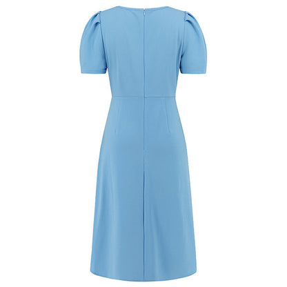 Elegante Midi-Jurk Met Pofmouwen En Overslagrok – Vrouwelijk En Flatterend In Elke Situatie