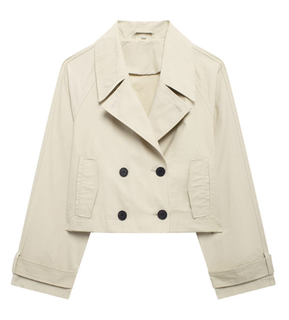 Korte Trenchcoat Voor Dames Met Dubbele Knopen En Ceintuur – Stijlvolle Jas Voor Lente En Herfst
