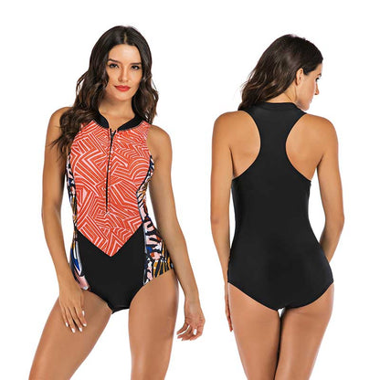 Badpak Voor Dames – Hoge Hals, Ritsdetail & Volledig Gevoerd Voor Zomercomfort