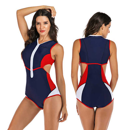 Badpak Voor Dames – Hoge Hals, Ritsdetail & Volledig Gevoerd Voor Zomercomfort