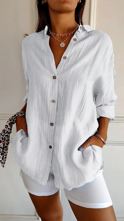 Casual Damesblouse Met Knopen – Voor Lente, Zomer En Herfst