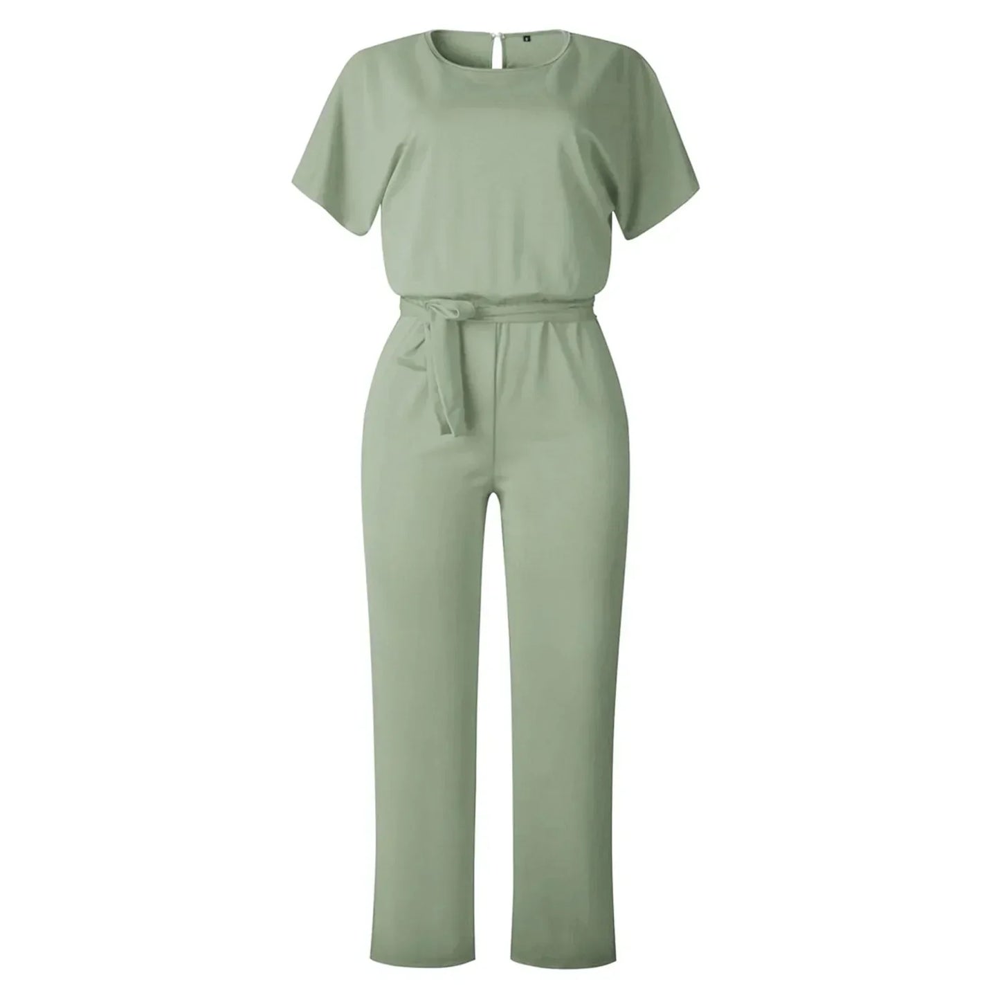 Chique Dames Jumpsuit – Elegante Wide Leg Jumpsuit Met Ceintuur En Boothals
