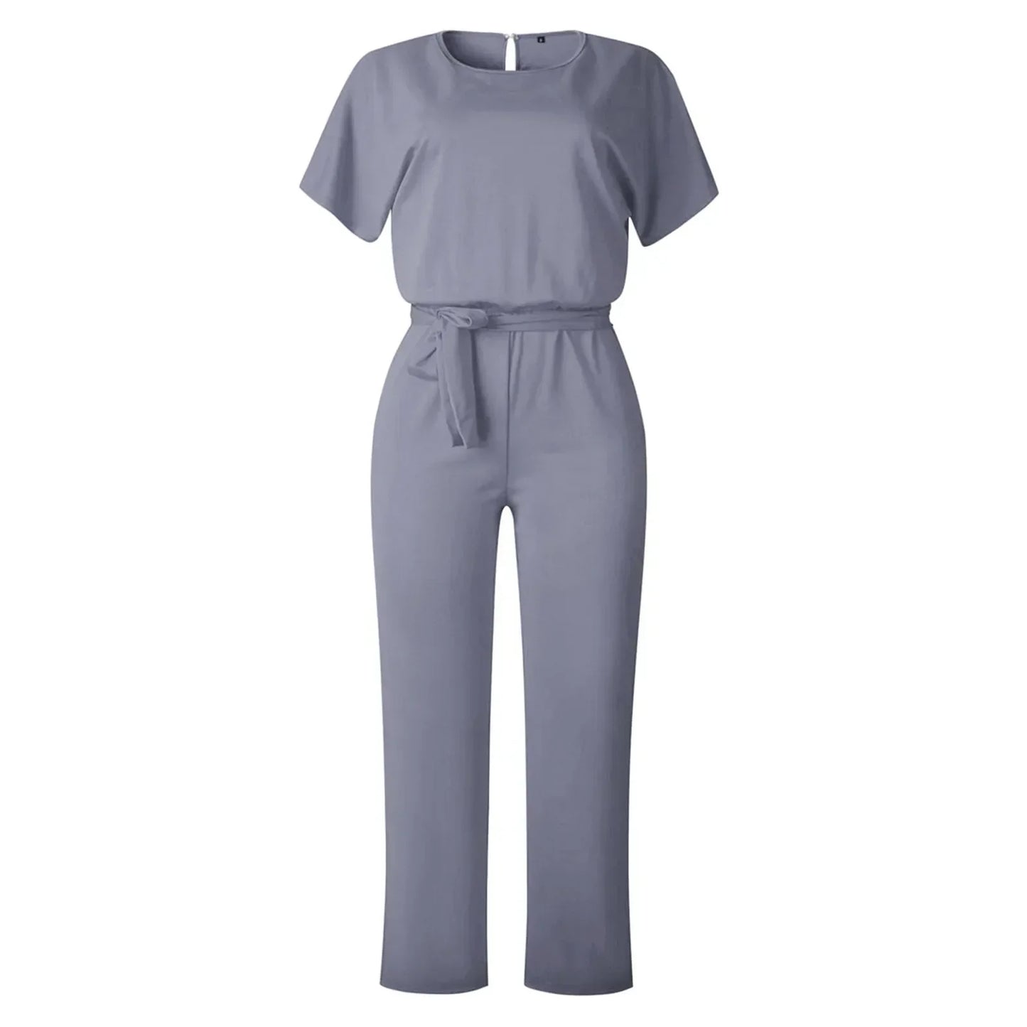 Chique Dames Jumpsuit – Elegante Wide Leg Jumpsuit Met Ceintuur En Boothals