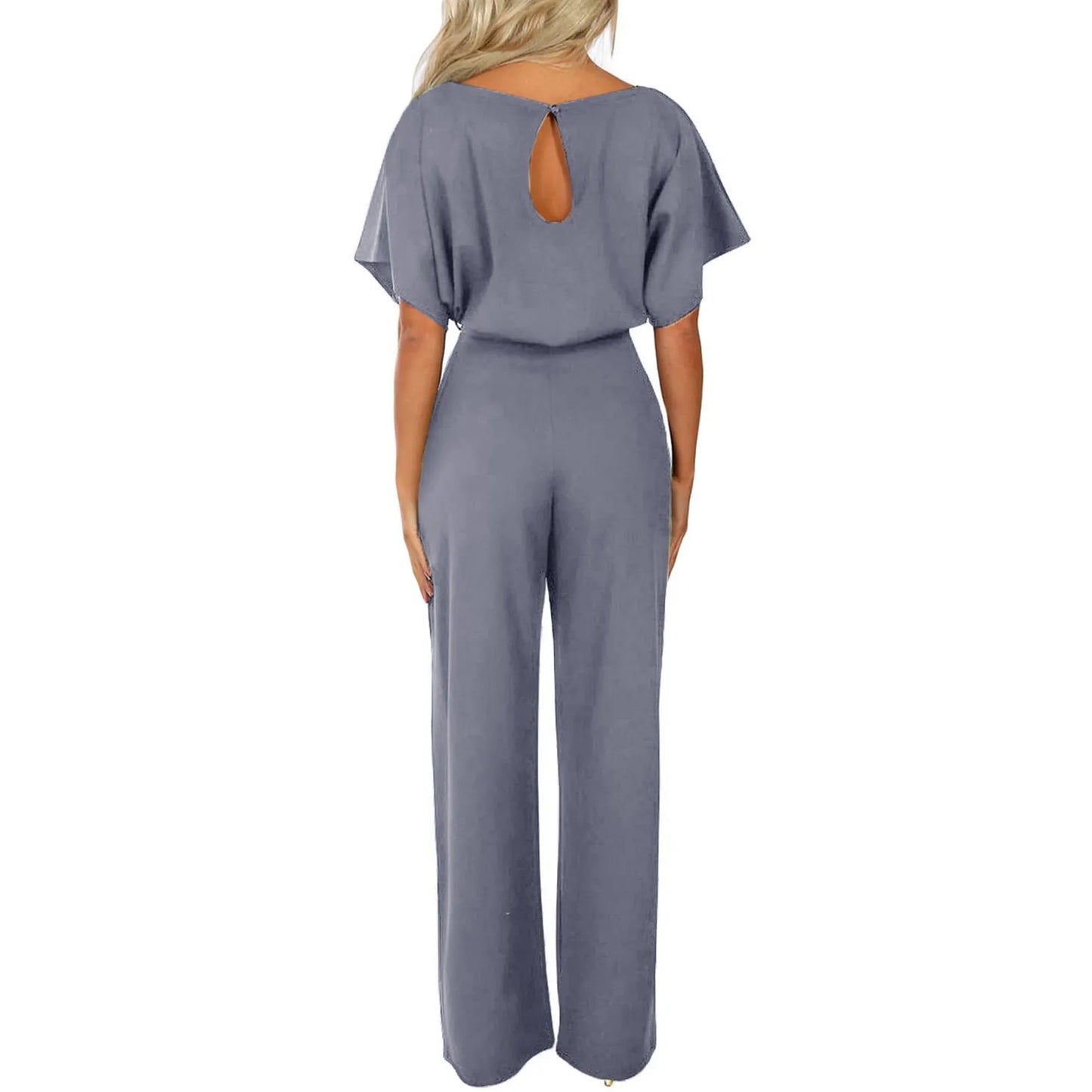 Chique Dames Jumpsuit – Elegante Wide Leg Jumpsuit Met Ceintuur En Boothals