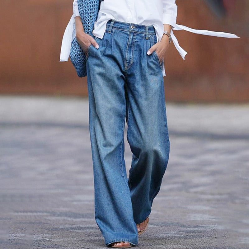 Kirsten - Comfortabele Wijd Uitgesneden Damesjeans