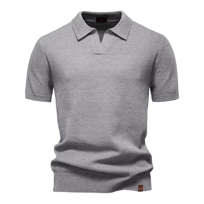 Herenpolo Met Open Kraag – Textuur, Ademend & Stretch Voor Voorjaar & Zomer