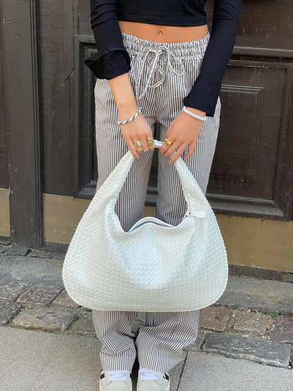 Tas Voor Dames – Luxe Gevlochten Schoudertas / Hobo Bag Met Ruim Formaat Voor Werk, Stad & Avondgebruik (Vier Seizoenen)