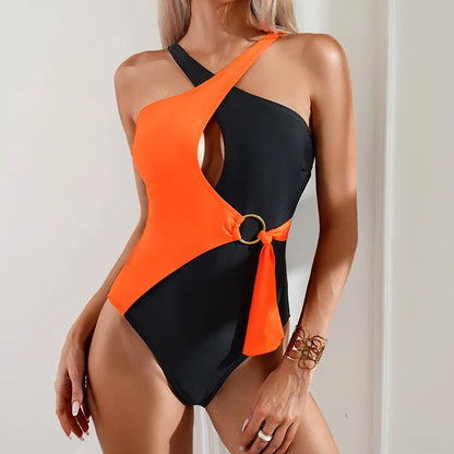 Asymmetrisch badpak met cut-out voor dames – shaping fit, strikdetail & zomerproof
