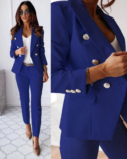 Damespak Met Getailleerde Blazer En Slim Fit Pantalon – Perfect Voor Lente, Zomer En Herfst