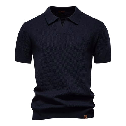 Herenpolo Met Open Kraag – Textuur, Ademend & Stretch Voor Voorjaar & Zomer