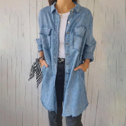 Dames Denim-Look Overhemdjurk Met Zakken – Lente, Zomer En Casual Citylooks