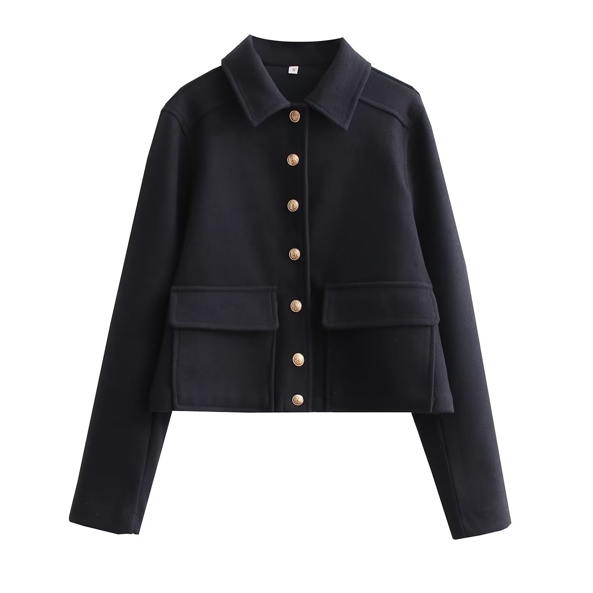 Cropped Jas Met Knoopsluiting – Stijlvolle Korte Damesjas Voor Herfst & Lente Met Utility-Zakken